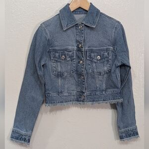 Frayed Denim Cropped Jacket